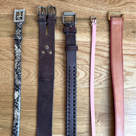 Club Monaco Accessories - Lot of 5 women’s belts size Small — all leather! Pink, faux snake etc